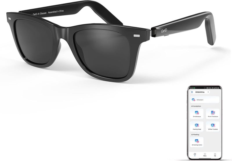 GetD 2026 AI Glasses for Men & Women, Smart Glasses Powered by ChatGPT, AI Real-time Translation with 145 Languages, 11H Music Play, Bluetooth Sunglasses with Polarized Lens, UV Protection for Travel - Image 1